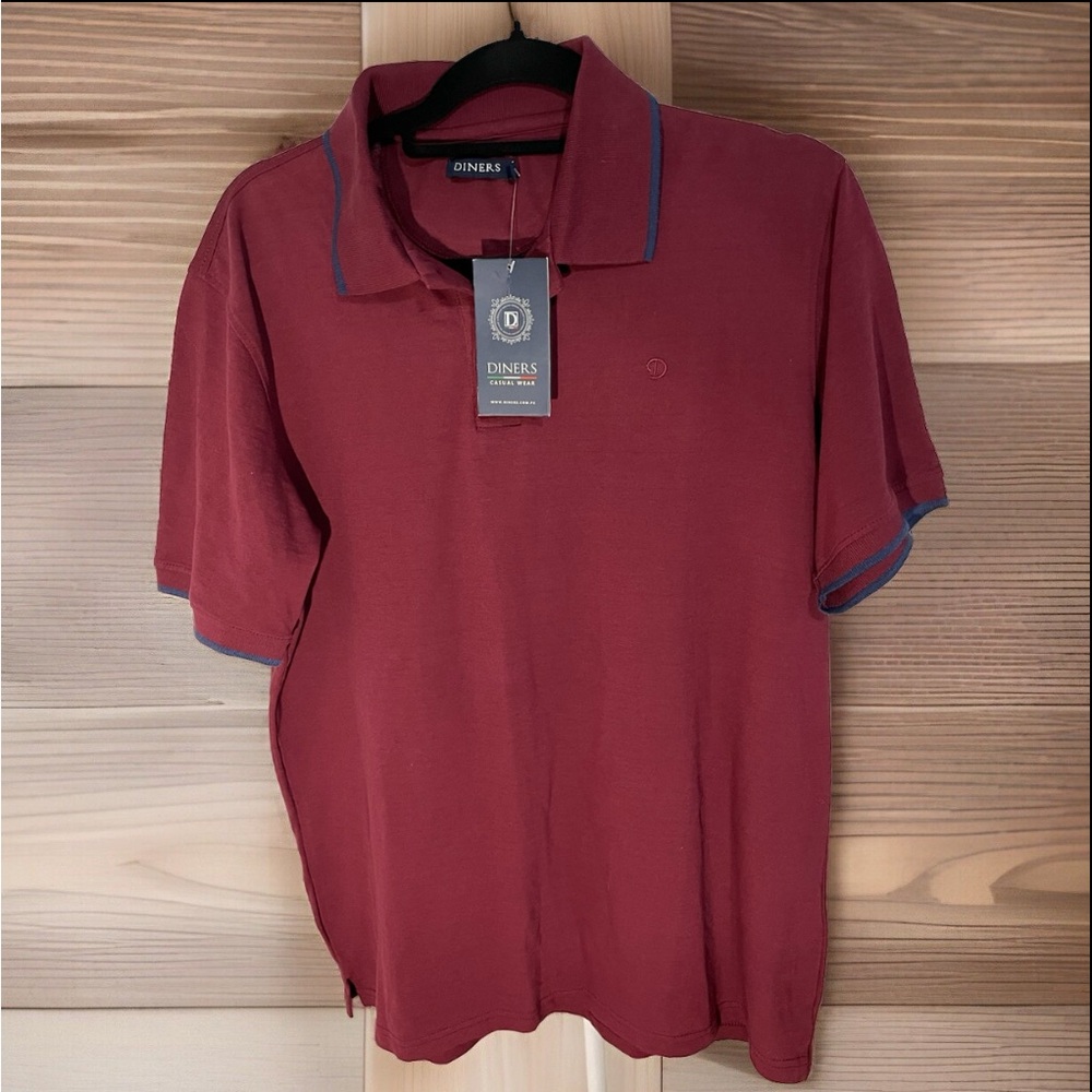 NWT DINER’S CASUAL Men’s Polo Golf Shirt Sz XL Maroon Short Sleeves